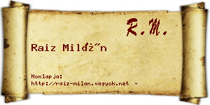 Raiz Milán névjegykártya